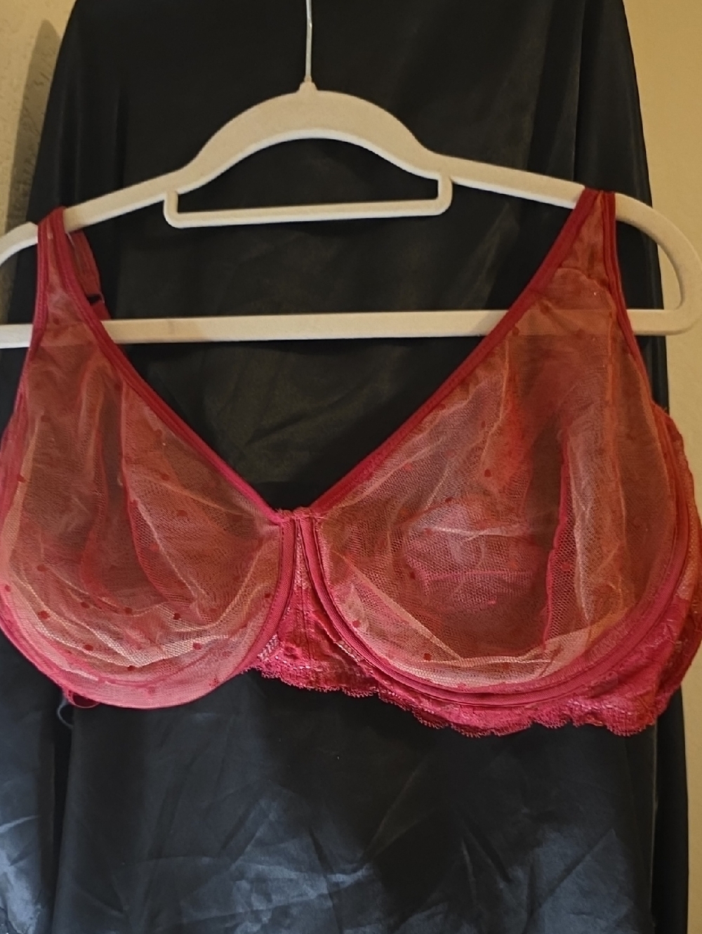 Sheer Red Lace Underwire Bra – Women's Intimates